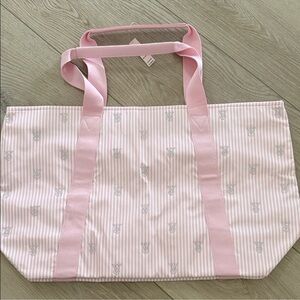 NEW! Victoria Secret Striped Tote Bag with silver accents.